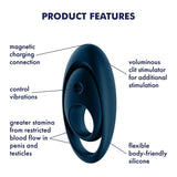 Satisfyer - Glorious Duo Silicone Vibrating Cock Ring (Black) STF1205 CherryAffairs