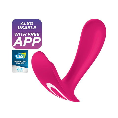 Satisfyer - เครื่องสั่น G-spot แบบสวมใส่ที่ควบคุมด้วยแอปลับสุดยอด (สีชมพู)
